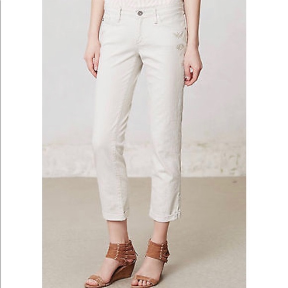 Ag Adriano Goldschmied Denim - Anthropologie-AG The Stevie Roll Up Embroidered